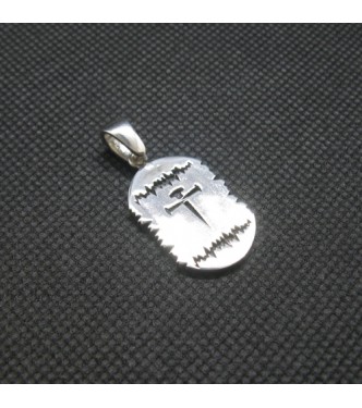 PE001415 Sterling Silver Pendant Tag Cross Nails Genuine Solid Hallmarked 925 Handmade